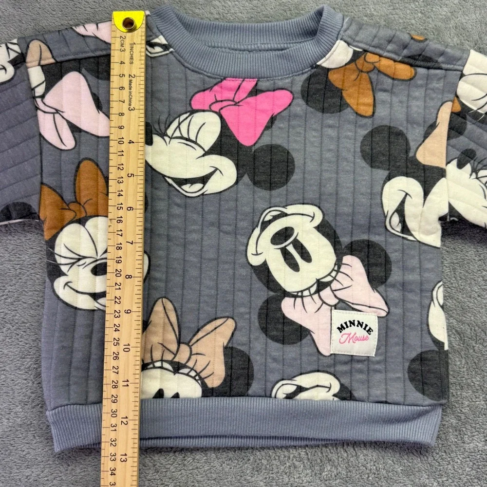 Disney Minnie Mouse Baby Toddler‎ Gray Quilted Sweatshirt Pullover Top 24M